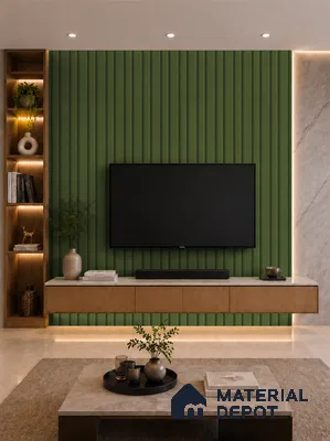 Forest Green 10 ft x 0.89 ft (3060x270 mm) Wave Pastel Design Interior & Exterior Wall & Ceiling Panel - 16 mm | Suitable for Balcony, Facade & Open Area | Width is Subjected to 5% Variation