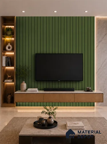 Forest Green 10 ft x 0.89 ft (3060x270 mm) Wave Pastel Design Interior & Exterior Wall & Ceiling Panel - 16 mm | Suitable for Balcony, Facade & Open Area | Width is Subjected to 5% Variation