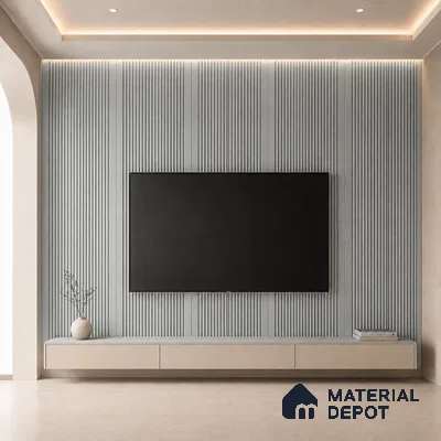 Cloud Grey 10 ft x 0.68 ft (3060x208 mm) Curve Design Interior & Exterior Wall & Ceiling Panel - 10 mm | Suitable for Balcony, Facade & Open Area | Width is Subjected to 5% Variation