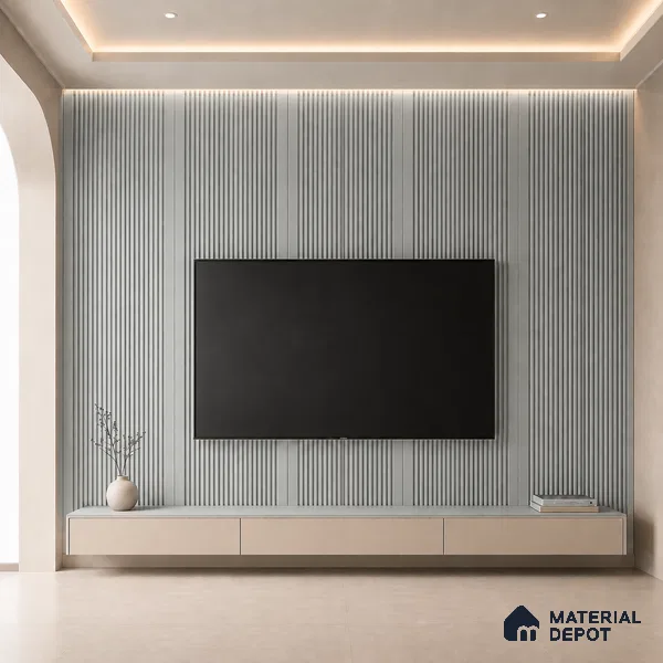 Cloud Grey 10 ft x 0.68 ft (3060x208 mm) Curve Design Interior & Exterior Wall & Ceiling Panel - 10 mm | Suitable for Balcony, Facade & Open Area | Width is Subjected to 5% Variation