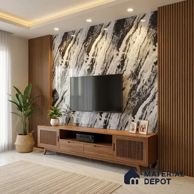 Beige Marble Look LM 20124 8 ft x 4 ft Glossy Finish Decorative Laminate - 1 mm | Suitable for TV Unit, Wardrobe, Kitchen Cabinets