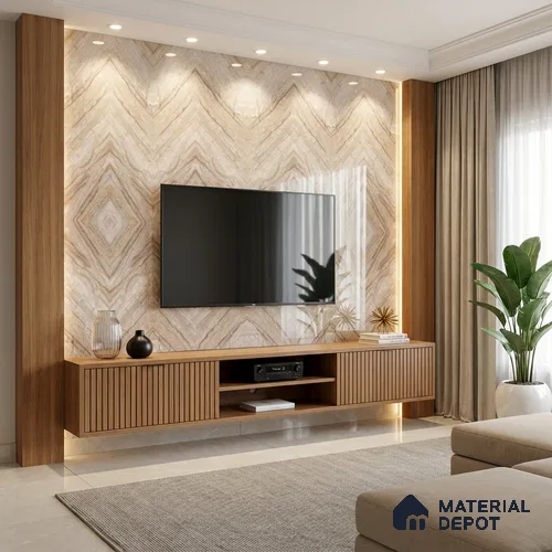 Brown Marble Look LM 20132 8 ft x 4 ft Glossy Finish Decorative Laminate - 1 mm | Suitable for TV Unit, Wardrobe, Kitchen Cabinets