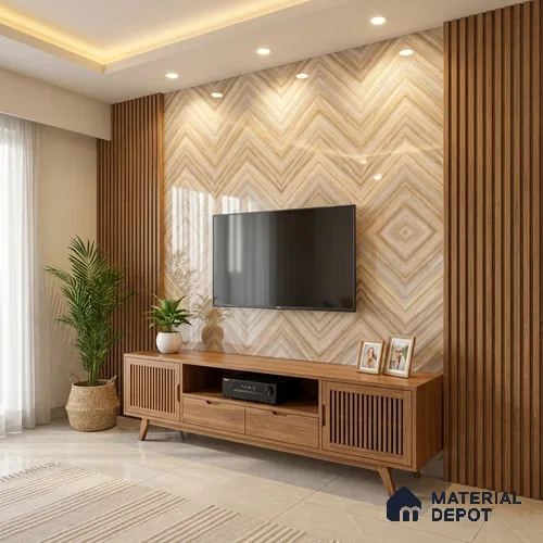 Brown Marble Look LM 20134 8 ft x 4 ft Glossy Finish Decorative Laminate - 1 mm | Suitable for TV Unit, Wardrobe, Kitchen Cabinets