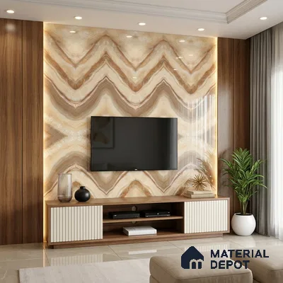 Brown Marble Look LM 20137 8 ft x 4 ft Glossy Finish Decorative Laminate - 1 mm | Suitable for TV Unit, Wardrobe, Kitchen Cabinets