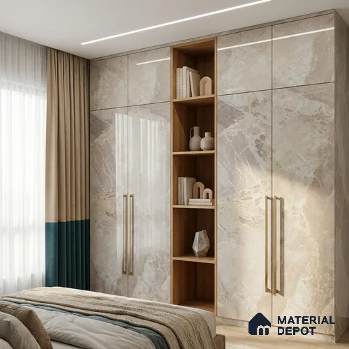 Beige Marble Look LM 20120 8 ft x 4 ft Glossy Finish Decorative Laminate - 1 mm | Suitable for TV Unit, Wardrobe, Kitchen Cabinets