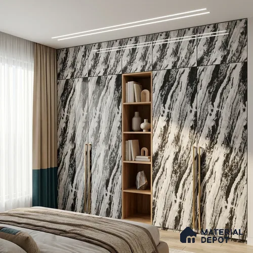 Beige Marble Look LM 20124 8 ft x 4 ft Glossy Finish Decorative Laminate - 1 mm | Suitable for TV Unit, Wardrobe, Kitchen Cabinets