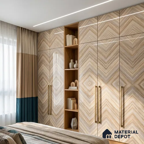 Brown Marble Look LM 20134 8 ft x 4 ft Glossy Finish Decorative Laminate - 1 mm | Suitable for TV Unit, Wardrobe, Kitchen Cabinets