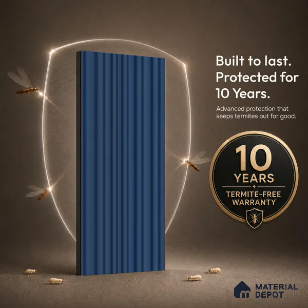 Prussian Blue Plain Colour Look PN 00517 9.5 ft x 4.8 inch Charcoal Panel - 12 mm | Suitable for Feature Wall, TV Unit & Living Room | Width is Subjected to 5% Variation