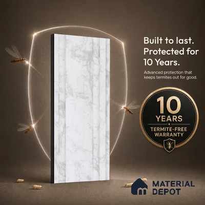 Dove Grey Marble Look PN 03555 9.5 ft x 4.7 inch Charcoal Panel - 12 mm | Suitable for Feature Wall, TV Unit & Living Room | Width is Subjected to 5% Variation