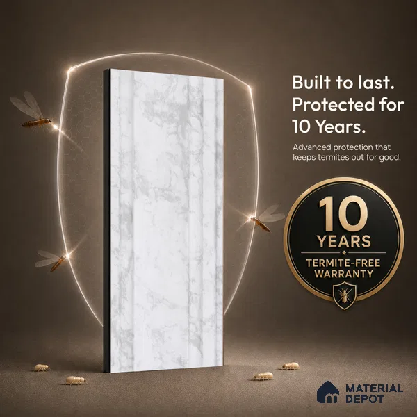 Dove Grey Marble Look PN 03555 9.5 ft x 4.7 inch Charcoal Panel - 12 mm | Suitable for Feature Wall, TV Unit & Living Room | Width is Subjected to 5% Variation
