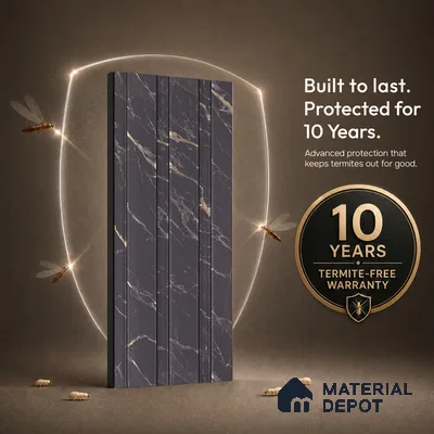 Graphite Grey Marble Look PN 06085 9.5 ft x 4.6 inch Charcoal Panel - 8 mm | Suitable for Feature Wall, TV Unit & Living Room | Width is Subjected to 5% Variation