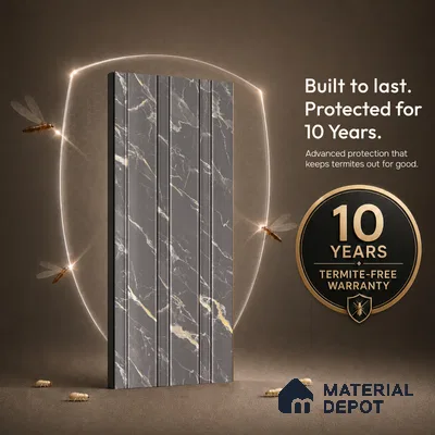 Mid Grey Marble Look PN 06087 9.5 ft x 4.6 inch Charcoal Panel - 8 mm | Suitable for Feature Wall, TV Unit & Living Room | Width is Subjected to 5% Variation
