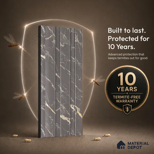 Mid Grey Marble Look PN 06087 9.5 ft x 4.6 inch Charcoal Panel - 8 mm | Suitable for Feature Wall, TV Unit & Living Room | Width is Subjected to 5% Variation