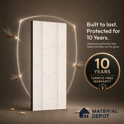 Almond Cream Marble Look PN 07064 9.5 ft x 9.8 inch Charcoal Panel - 10 mm | Suitable for Feature Wall, TV Unit & Living Room | Width is Subjected to 5% Variation