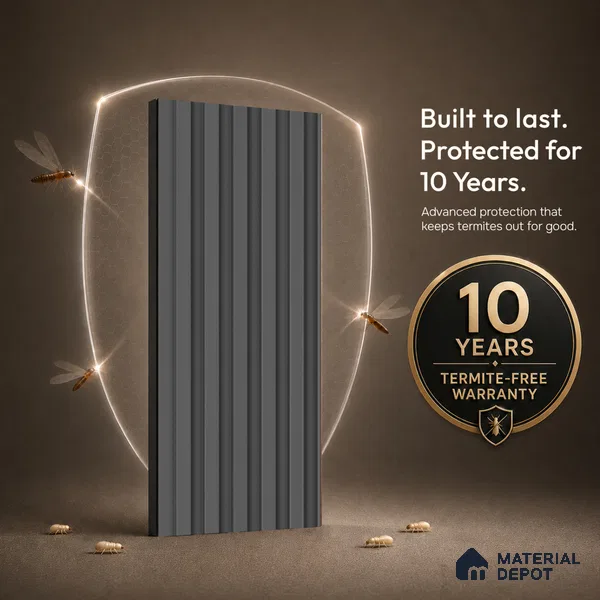 Graphite Grey Plain Colour Look PN 07077 9.5 ft x 4.9 inch Charcoal Panel - 10 mm | Suitable for Feature Wall, TV Unit & Living Room | Width is Subjected to 5% Variation