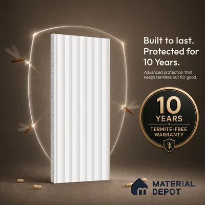 Ivory Beige Plain Colour Look PN 07478 8 ft x 4.8 inch PVC Panel - 10 mm | Suitable for Living Room, Bedroom & Office | Width is Subjected to 5% Variation