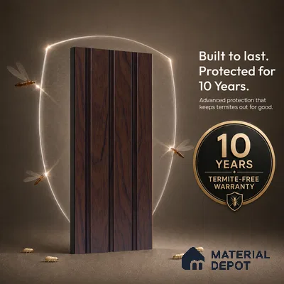 Brown Wooden Louver PN 05278 8 ft x 4.9 inch Charcoal Panel - 11 mm | Suitable for Feature Wall, TV Unit & Living Room | Width is Subjected to 5% Variation