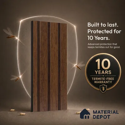 Brown Wooden Louver PN 05279 8 ft x 4.9 inch Charcoal Panel - 11 mm | Suitable for Feature Wall, TV Unit & Living Room | Width is Subjected to 5% Variation