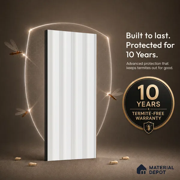 White Plain Colour Louver PN 05286 8 ft x 4.8 inch Charcoal Panel - 12 mm | Suitable for Feature Wall, TV Unit & Living Room | Width is Subjected to 5% Variation