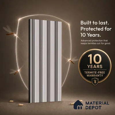 Cream Plain Colour Louver PN 05287 8 ft x 4.8 inch Charcoal Panel - 12 mm | Suitable for Feature Wall, TV Unit & Living Room | Width is Subjected to 5% Variation