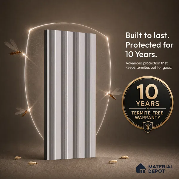 Cream Plain Colour Louver PN 05287 8 ft x 4.8 inch Charcoal Panel - 12 mm | Suitable for Feature Wall, TV Unit & Living Room | Width is Subjected to 5% Variation