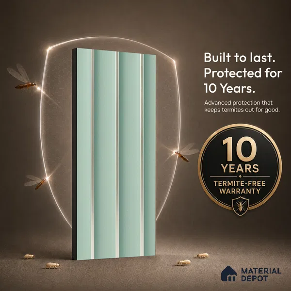 Blue Plain Colour Louver PN 05295 8 ft x 4.9 inch Charcoal Panel - 12 mm | Suitable for Feature Wall, TV Unit & Living Room | Width is Subjected to 5% Variation