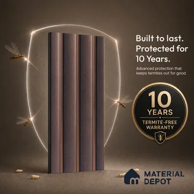 Brown Rustic Louver PN 05297 8 ft x 4.9 inch Charcoal Panel - 12 mm | Suitable for Feature Wall, TV Unit & Living Room | Width is Subjected to 5% Variation