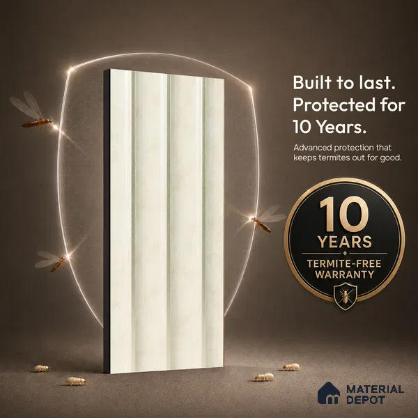 Cream Rustic Louver PN 05299 8 ft x 4.9 inch Charcoal Panel - 12 mm | Suitable for Feature Wall, TV Unit & Living Room | Width is Subjected to 5% Variation