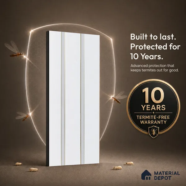White Plain Colour Louver PN 05310 8 ft x 4.8 inch Charcoal Panel - 12 mm | Suitable for Feature Wall, TV Unit & Living Room | Width is Subjected to 5% Variation