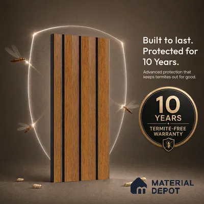 Brown Wooden Louver PN 05316 (4711) 8 ft x 4.7 inch Charcoal Panel - 12 mm | Suitable for Feature Wall, TV Unit & Living Room | Width is Subjected to 5% Variation