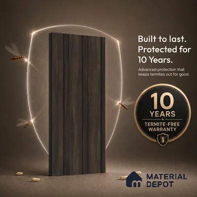 Brown Wooden Louver PN 05460 8 ft x 5 inch Charcoal Panel - 11 mm | Suitable for Feature Wall, TV Unit & Living Room | Width is Subjected to 5% Variation