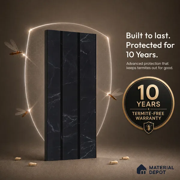 Black Marble Louver PN 05480 8 ft x 5 inch Charcoal Panel - 11 mm | Suitable for Feature Wall, TV Unit & Living Room | Width is Subjected to 5% Variation