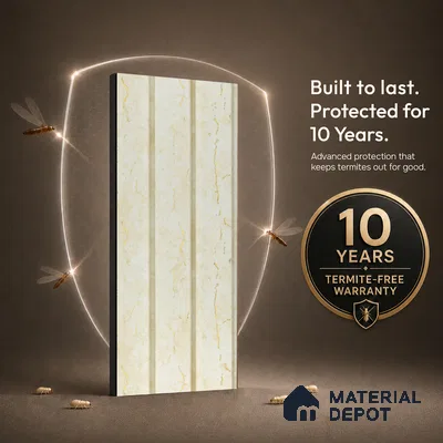 Beige Marble Louver PN 05485 (M 5421) 8 ft x 5 inch Charcoal Panel - 11 mm | Suitable for Feature Wall, TV Unit & Living Room | Width is Subjected to 5% Variation
