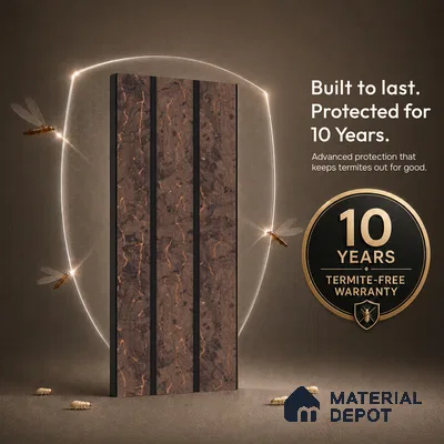 Brown Marble Louver PN 05486 8 ft x 5 inch Charcoal Panel - 11 mm | Suitable for Feature Wall, TV Unit & Living Room | Width is Subjected to 5% Variation