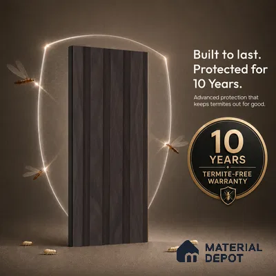 Brown Wooden Louver PN 05498 8 ft x 5 inch Charcoal Panel - 11 mm | Suitable for Feature Wall, TV Unit & Living Room | Width is Subjected to 5% Variation