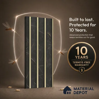 Grey Marble Louver PN 05501 8 ft x 5 inch Charcoal Panel - 11 mm | Suitable for Feature Wall, TV Unit & Living Room | Width is Subjected to 5% Variation
