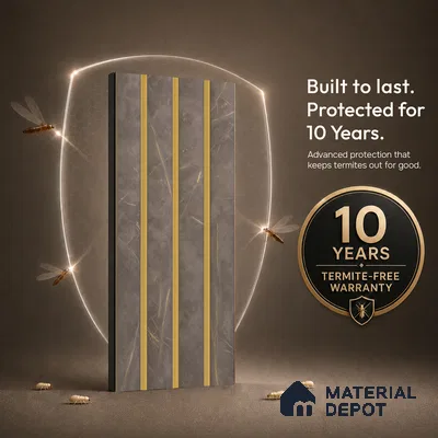 Brown Marble Louver PN 05502 8 ft x 5 inch Charcoal Panel - 11 mm | Suitable for Feature Wall, TV Unit & Living Room | Width is Subjected to 5% Variation