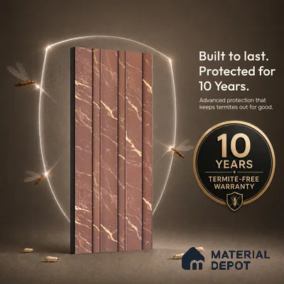 Mocha Brown Marble Look PN 06850 9.2 ft x 4.9 inch Charcoal Panel - 12 mm | Suitable for Living Room, Bedroom & TV Cabinet | Width is Subjected to 5% Variation