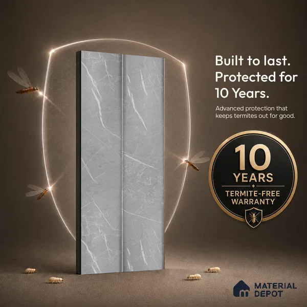 Cloud Grey Marble Look PN 06854 9.2 ft x 7.8 inch Charcoal Panel - 16 mm | Suitable for Living Room, Bedroom & TV Cabinet | Width is Subjected to 5% Variation