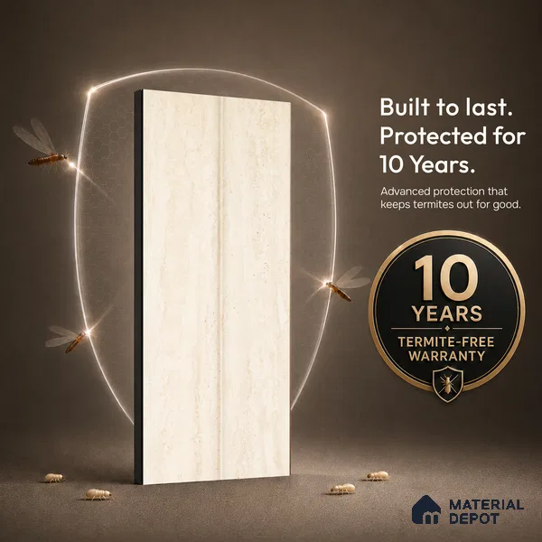 Antique Ivory Marble Look PN 06859 9.2 ft x 7.8 inch Charcoal Panel - 16 mm | Suitable for Living Room, Bedroom & TV Cabinet | Width is Subjected to 5% Variation