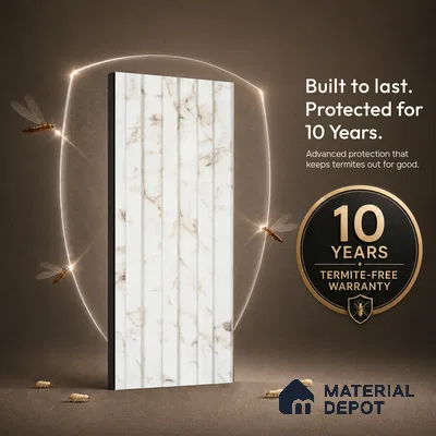 Ivory Beige Marble Look PN 06883 9.2 ft x 6.1 inch Charcoal Panel - 16 mm | Suitable for Living Room, Bedroom & TV Cabinet | Width is Subjected to 5% Variation