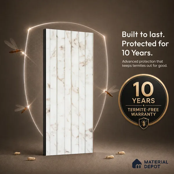 Ivory Beige Marble Look PN 06883 9.2 ft x 6.1 inch Charcoal Panel - 16 mm | Suitable for Living Room, Bedroom & TV Cabinet | Width is Subjected to 5% Variation