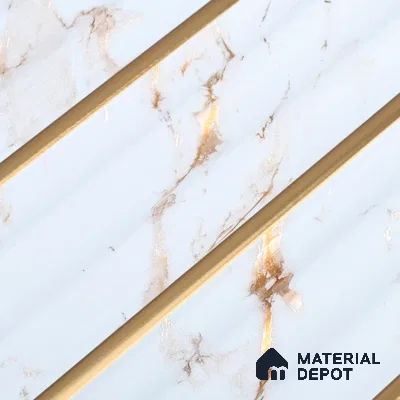 PN 07500 Marble Look Louver 8 ft x 0.5 ft Texture Finish  - 10 mm | Suitable for Feature Wall, TV Unit & Living Room