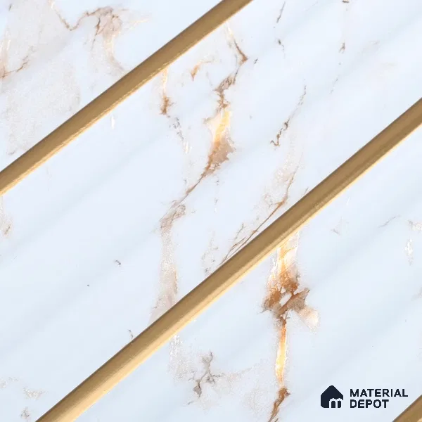 PN 07500 Marble Look Louver 8 ft x 0.5 ft Texture Finish  - 10 mm | Suitable for Feature Wall, TV Unit & Living Room