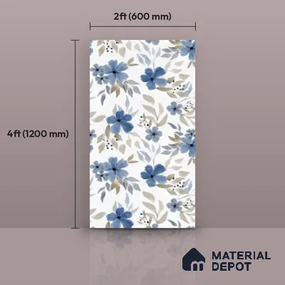 Floral Look Wall Tile TL 10934 Bloome White Decore 4 ft x 2 ft Carving Matte Finish Vitrified Tile - 9 mm | Suitable for Bathroom, Accent/Feature Wall, Dining Area