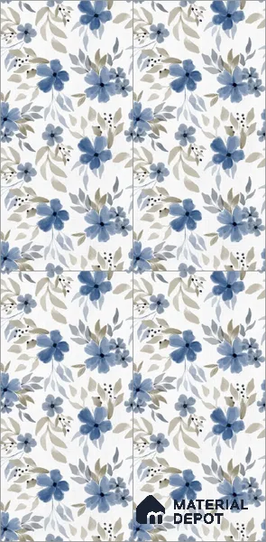 Floral Look Wall Tile TL 10934 Bloome White Decore 4 ft x 2 ft Carving Matte Finish Vitrified Tile - 9 mm | Suitable for Bathroom, Accent/Feature Wall, Dining Area