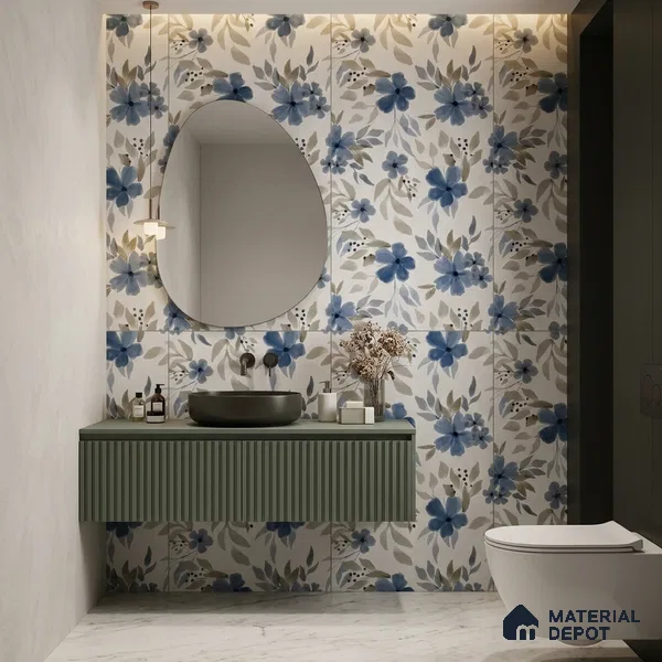Floral Look Wall Tile TL 10934 Bloome White Decore 4 ft x 2 ft Carving Matte Finish Vitrified Tile - 9 mm | Suitable for Bathroom, Accent/Feature Wall, Dining Area
