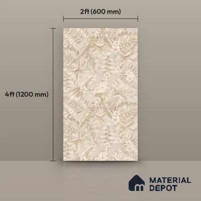 Tropical Wall Tile TL 10935 Crystella Oro Decore 4 ft x 2 ft Carving Matte Finish Vitrified Tile - 9 mm | Suitable for Bathroom, Accent/Feature Wall, Dining Area