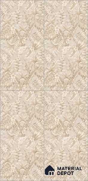 Tropical Wall Tile TL 10935 Crystella Oro Decore 4 ft x 2 ft Carving Matte Finish Vitrified Tile - 9 mm | Suitable for Bathroom, Accent/Feature Wall, Dining Area