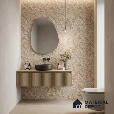 Tropical Wall Tile TL 10935 Crystella Oro Decore 4 ft x 2 ft Carving Matte Finish Vitrified Tile - 9 mm | Suitable for Bathroom, Accent/Feature Wall, Dining Area